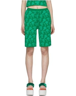 Pushbutton Printed Shorts - Green
