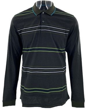 dunhill Striped Long-Sleeved Polo Shirt - Blue