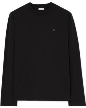 Burberry Long-Sleeve Metal Knight Cotton Top - Black