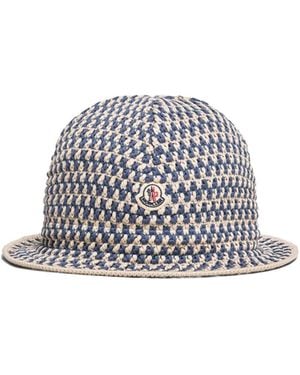 Moncler Crochet Cotton Blend Bucket Hat - White