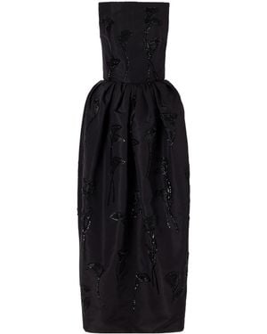 Carolina Herrera Embellished Strapless Silk-Faille Gown - Black