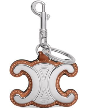 Celine Metal Triomphe Keyring - White
