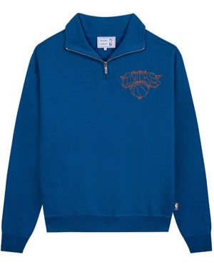 Maison Labiche Zipper Stand Collar Sweatshirt - Blue