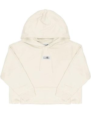MM6 by Maison Margiela Cropped Logo Hoodie - White