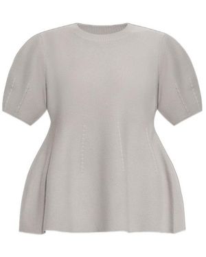 Lisa Yang Mella Short-Sleeve Knitted Top - Gray