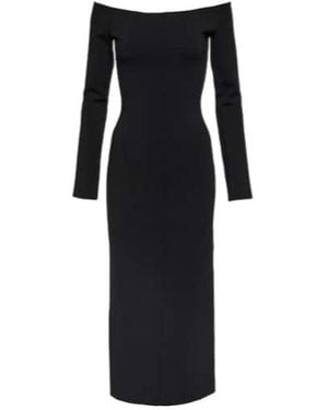 Galvan London Aphrodite Off-Shoulder Midi Dress - Black