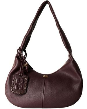 Ganni Burgundy Pebbledleather Hobo Shoulder Bag - Brown