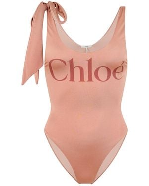 Chloé Logo Swimsuit Ld54 - Pink