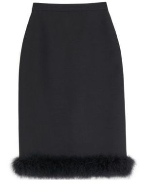 Valentino Crepe Couture Skirt With Feathers - Black