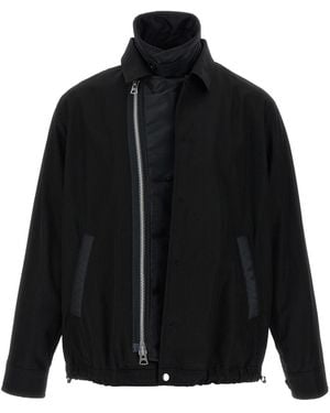 Sacai Long Sleeved Buttoned Layered Jacket - Black