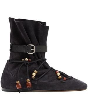 Isabel Marant Letiz Beaded Lace-Up Boots - Black