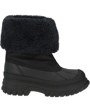 Ganni Fleece Platform Ankle Boots - Black