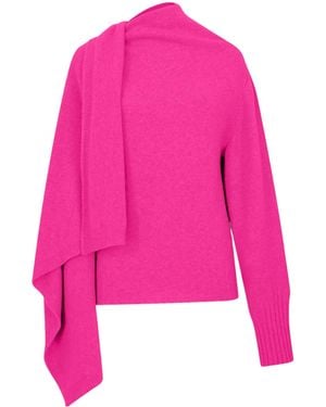 The Attico The Drap Detailed Knitted Jumper - Pink