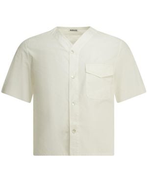 AURALEE V-Neck Chest-Pocket Shirt - White