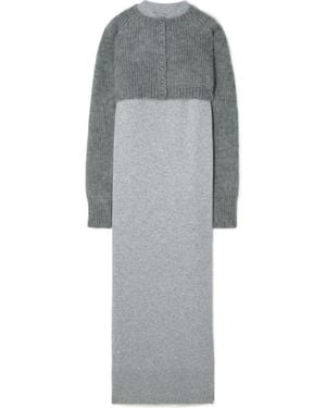 Sacai Layered Ribbed Extra-Long Dress - Gray