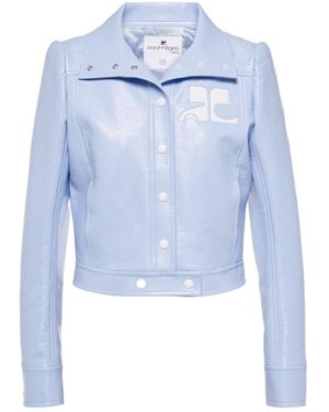 Courreges Reedition Cropped Vinyl Jacket - Blue