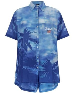 Polo Ralph Lauren Palm Cotton Shirt And Shorts Set - Blue