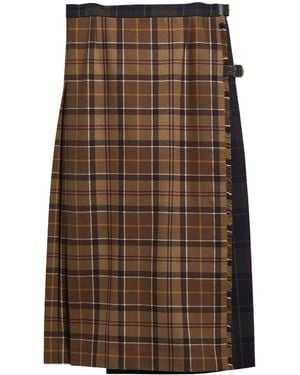 Barbour Plaid Pleated Midi Skirt - Brown