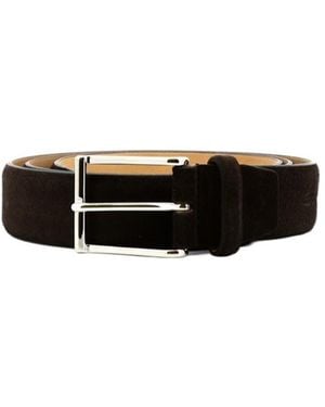 Santoni Rectangular Buckle Leather Belt - White
