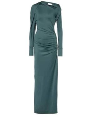 Victoria Beckham Ruched Asymmetric Gown - Green