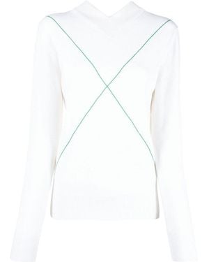 Bottega Veneta Contrast-Stitch Jumper - White