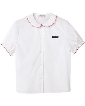 Miu Miu Embroidered Poplin Shirt - White
