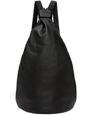 Yohji Yamamoto Logo-Embossed Leather Backpack - Black