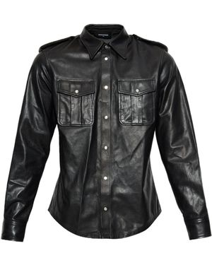DSquared² Chest Pocket Leather Shirt - Black