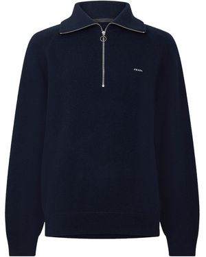 Prada Darknavy Halfzip Collar Knit Sweater - Blue