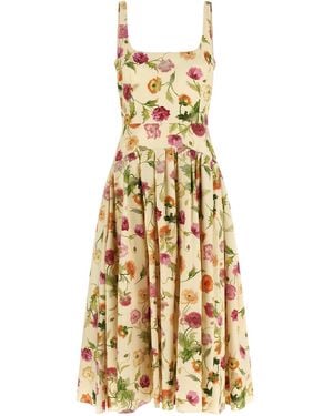 Carolina Herrera Wells Floral Midi Dress - Metallic