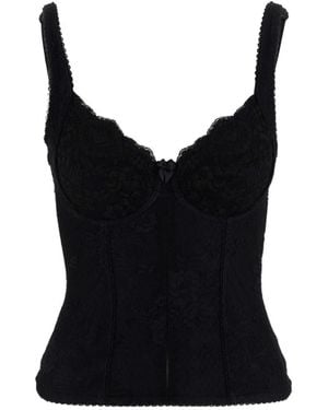 Balenciaga Lace Detailed Sleeveless Top - Black