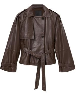 AllSaints Reed Belted Leather Jacket - Brown