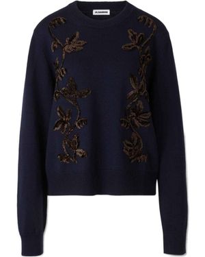 Jil Sander Floral Embroidered Jumper - Blue