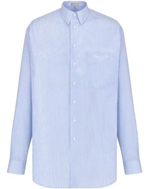Dior Homme Striped Collared Long-Sleeved Shirt - Blue