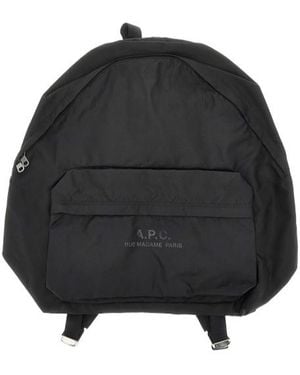 A.P.C. Logo Zip Pocket Backpack - Black