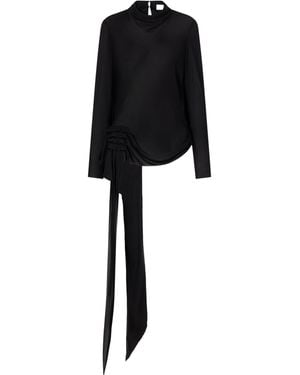 Kallmeyer Gathered Silk-Charmeuse Blouse - Black