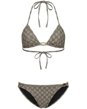Gucci Printed Gg Stretch Jersey Bikini - Grey