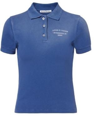 Acne Studios Faded Cotton-Blend Piqué Polo Shirt - Blue