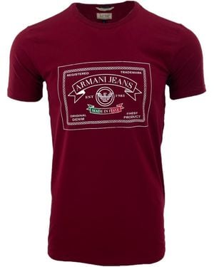 Armani Jeans Item O-Neck Short-Sleeved T-Shirt - Red
