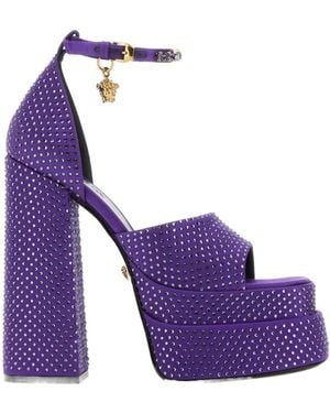 Versace Medus Aevitas Embellished Platform Sandals - Purple