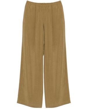 Alysi Elastic-Waist Wide-Leg Trousers - Green