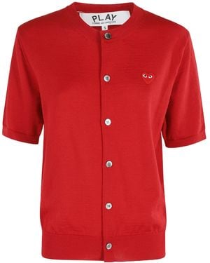 COMME DES GARÇONS PLAY Heart-Patch Wool Cardigan - Red