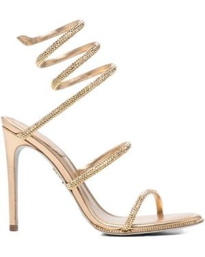Rene Caovilla Round-Toe High-Heeled Sandals - Metallic