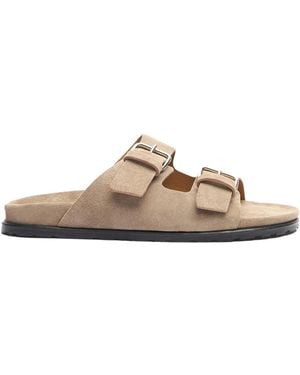 SCAROSSO Enea Buckled Slip-On Sandals - Brown