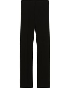Sportmax Leather-Trim Flared Trousers - Black