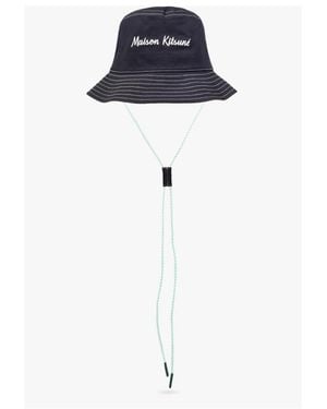 Maison Kitsuné Maison Kitsuné Logo Embroidered Bucket Hat - Blue