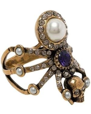 McQueen Embellished Spider Ring - Metallic