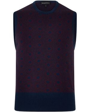 Emporio Armani Crewneck Knit Waistcoat - Blue