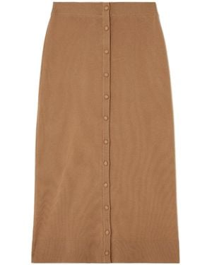 Victoria Beckham Merino Wool Blend Midi Skirt - Brown