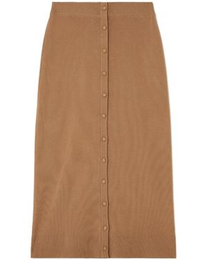Victoria Beckham Merino Wool Blend Midi Skirt - Brown